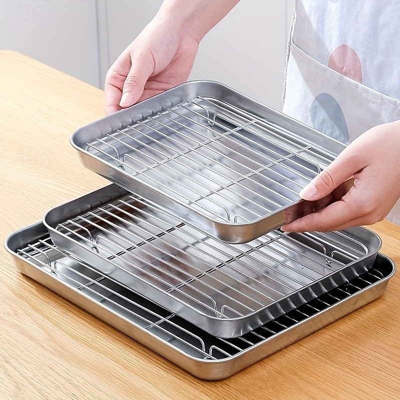 Stainless Steel Baking Sheet Pan with Rack, Heavy Duty Roasting Tray for Oven, Grill & Broiler, Dishwasher Safe Bakeware for Cookies, Bacon, Chicken, Turkey & Vegetables 2026 - $15.99 –P1