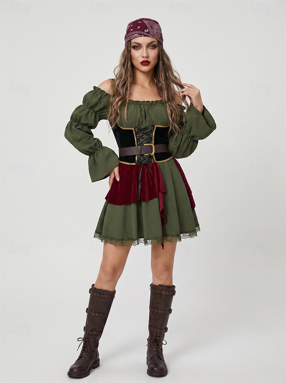Klänningar Kläder Finkostym Pirat Kapten Medeltida kostymer Renässans Vuxna Dam Halloween Karnival Fest Prestanda Klä ut 2026 - $54.99 –P4