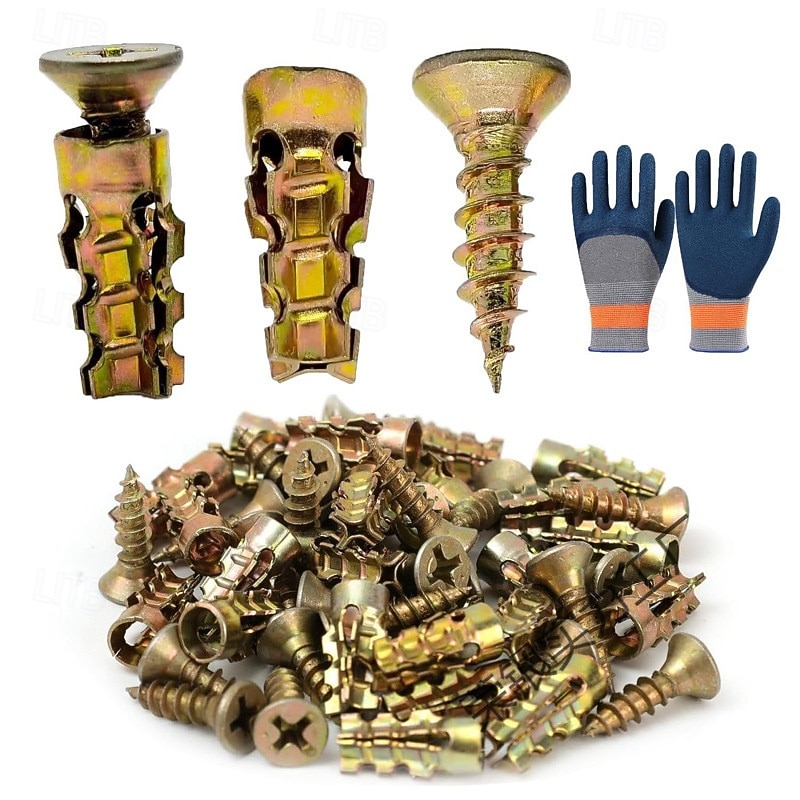 Juego de tornillos de expansión cortos de 6×14 mm, anclajes de pared de expansión cortos, para reparación de bisagras de armarios &Restauración de roscas dañadas, juego de 30/50/100 fijaciones seguras 2026 - $10.99 –P1