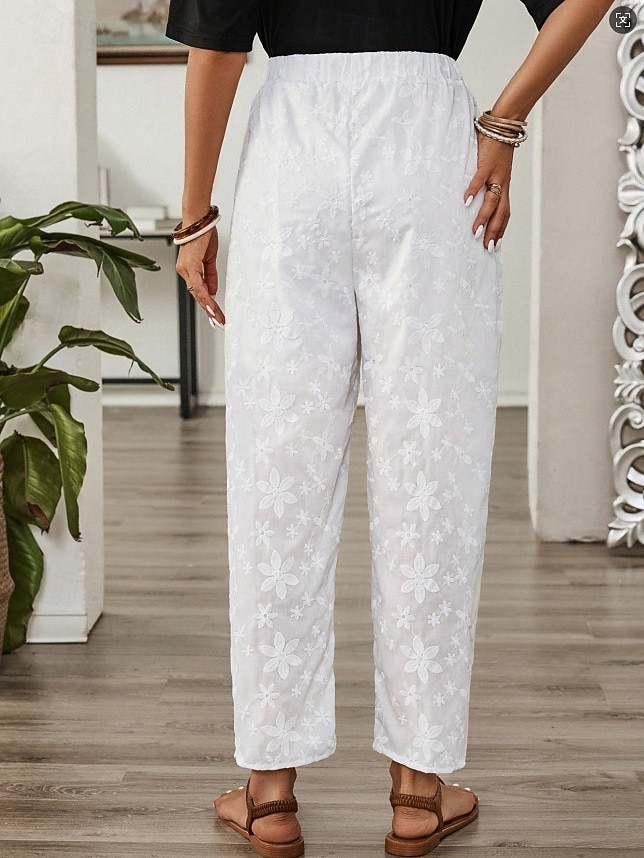Per donna Pantaloni casual Pantaloni Estivi Pantaloni Corti Vacanza Essenziale Casual Lunghezza alla caviglia Vita Alta Semplice Ricamato Tasca Fascia Elastica Comodo Comodità Morbido Inelastico del 2026 a $37.99 –P5