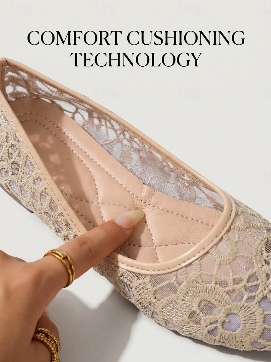 Women's Almond Crochet Lace Flats – Breathable Floral Mesh Walking Shoes with Lightweight Comfort for Vacation Travel, Cruise Trips,  Garden Parties and Everyday Wear 2026 - $19.99 –P4