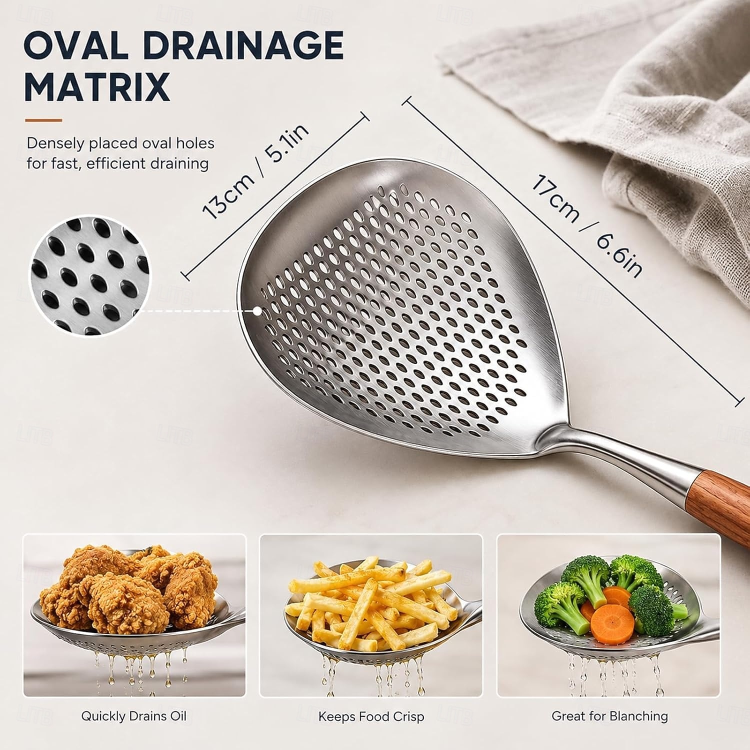 1/2 PCS Wooden Handle Stainless Steel Spider Strainer, 16 Inch Long Handle Deep Fry Skimmer Spoon, Heavy Duty Frying Scoop for French Fries, Pasta, Noodles, Dumplings and Hot Pot, Kitchen Cooking Tool 2026 - $15.49 –P8