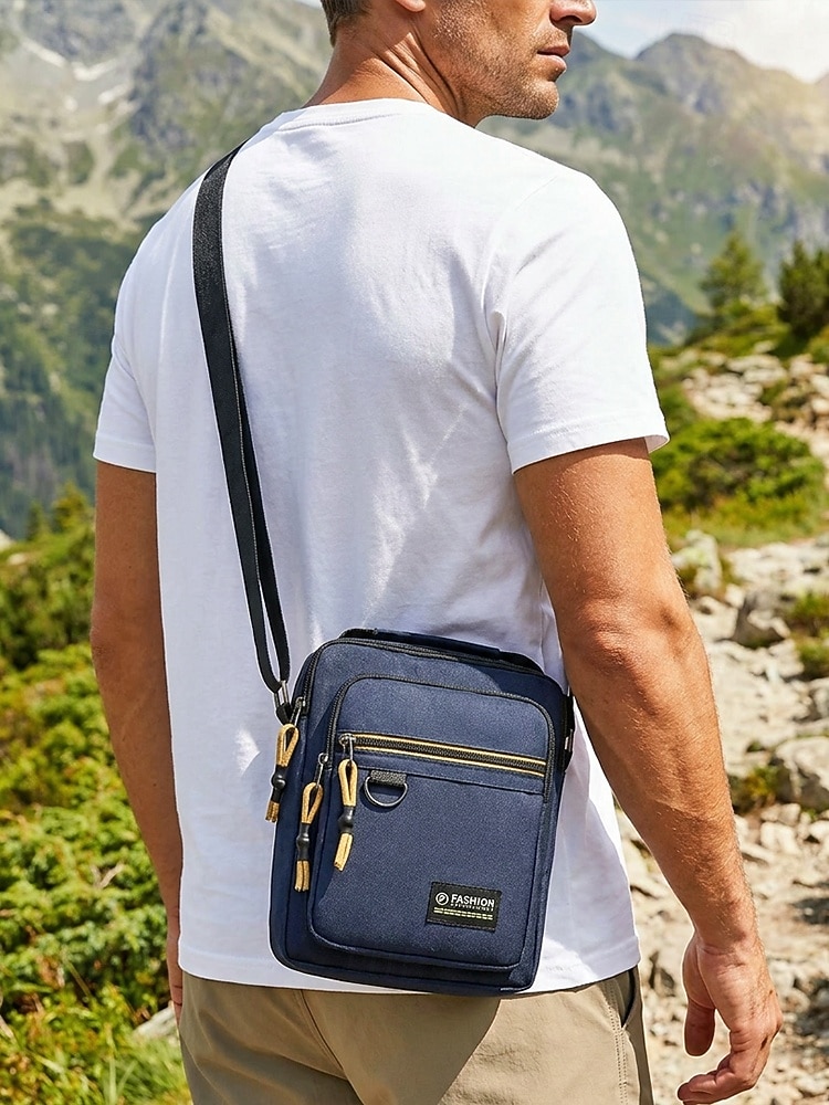 Męska torba listonoszka typu crossbody, lekka, poliestrowa torba na ramię, wielokieszeniowa, torba podróżna na co dzień, do pracy, na zakupy, na wakacje, do pracy na świeżym powietrzu, na co dzień, w 2026 - $11.99 –P1