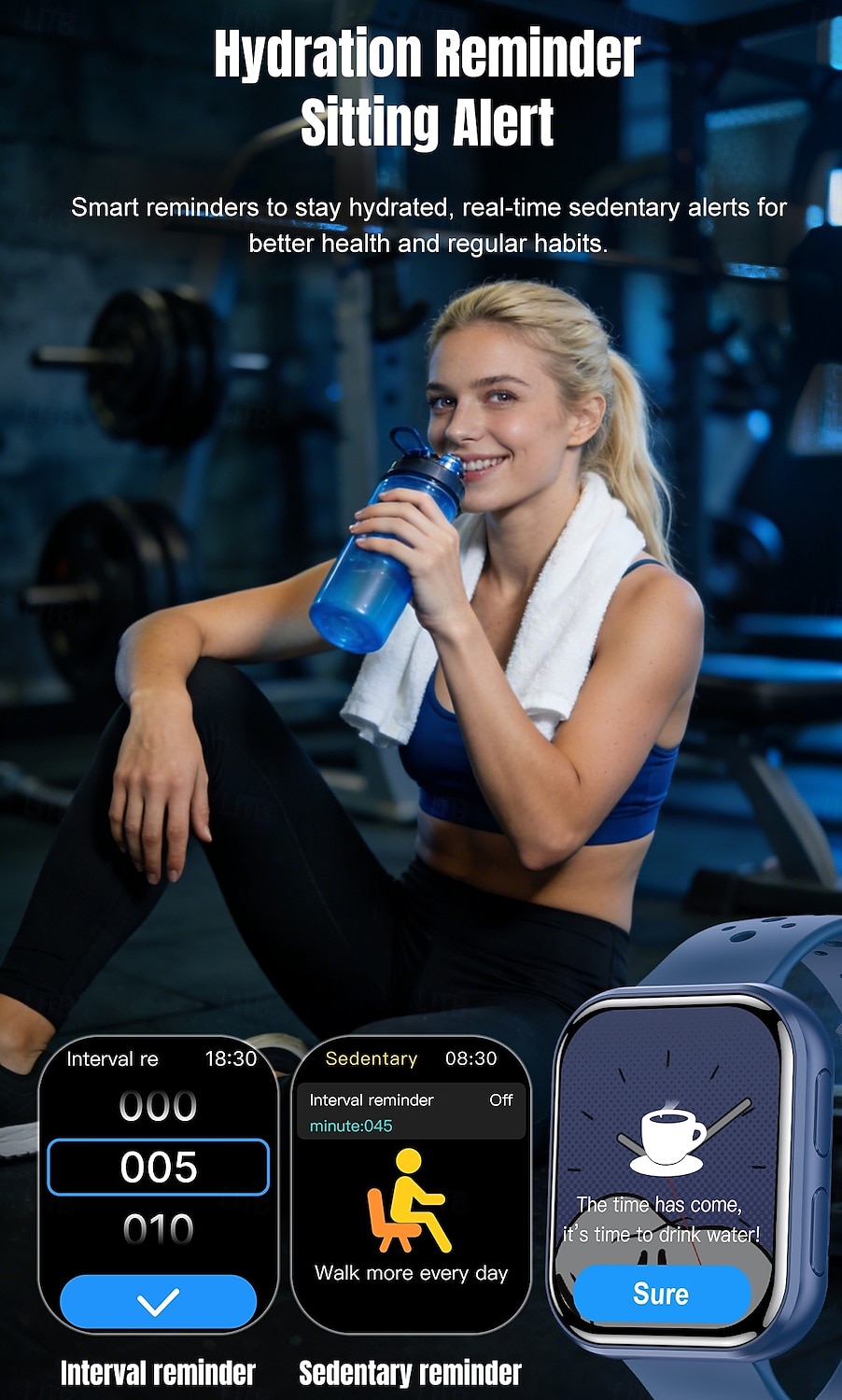 Smartwatch voor mannen en vrouwen, 1,81 inch HD touchscreen fitness tracker met hartslag- en slaapmonitor, Bluetooth-belfunctie, ademende geperforeerde sportband, IP68 waterdicht. 2026 - $19.99 –P8