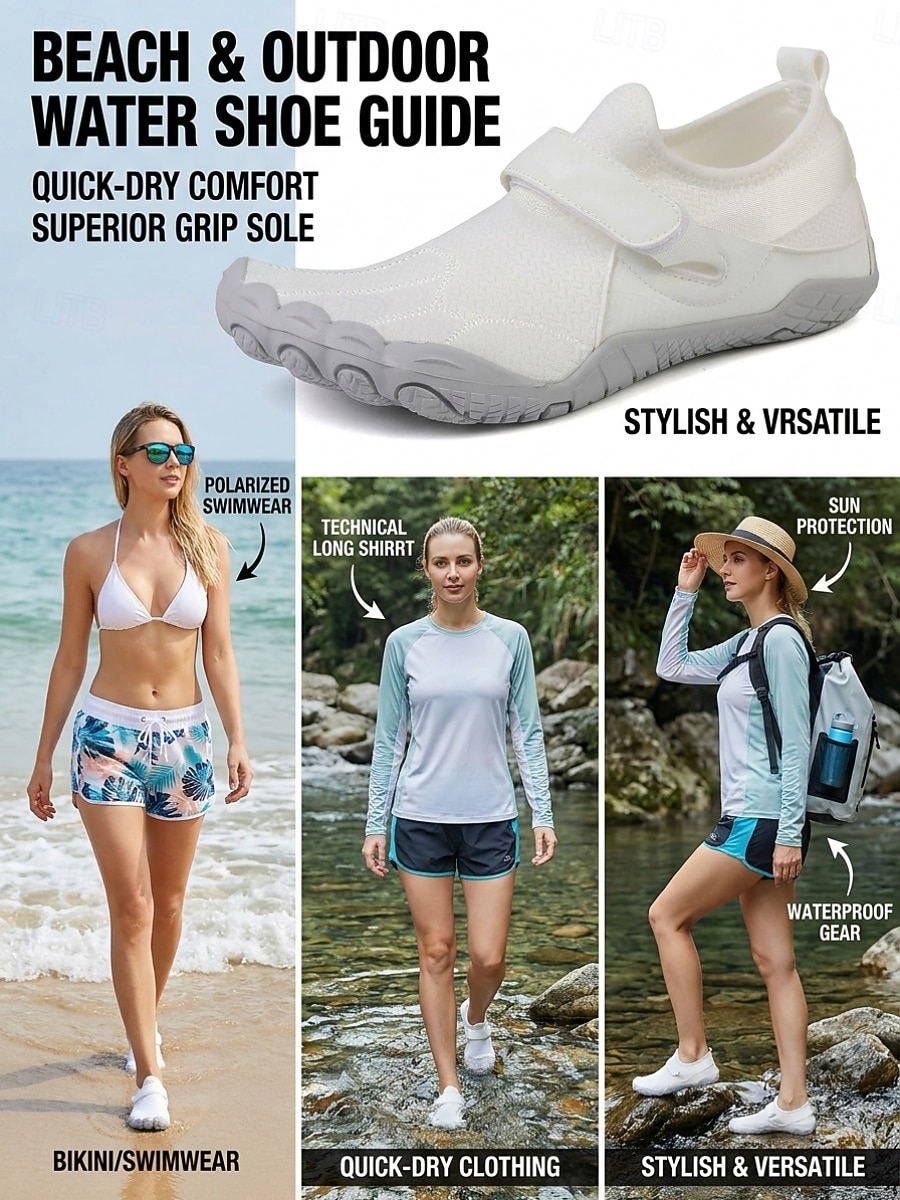 Women's White Barefoot Water Shoes with Wide Toe Box, Quick Dry Aqua Sneakers and Non-Slip Sole for Beach Walking, Swimming, Kayaking, Travel and Outdoor Adventures 2026 - $29.99 –P8