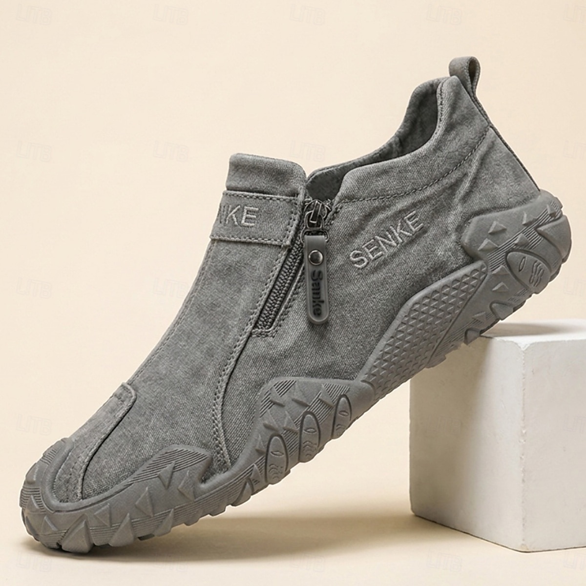 Zapatillas de senderismo grises para hombre: zapatillas ligeras con cremallera lateral para actividades al aire libre, calzado cómodo y antideslizante para senderismo, viajes y aventuras cotidianas. 2026 - $34.99 –P1