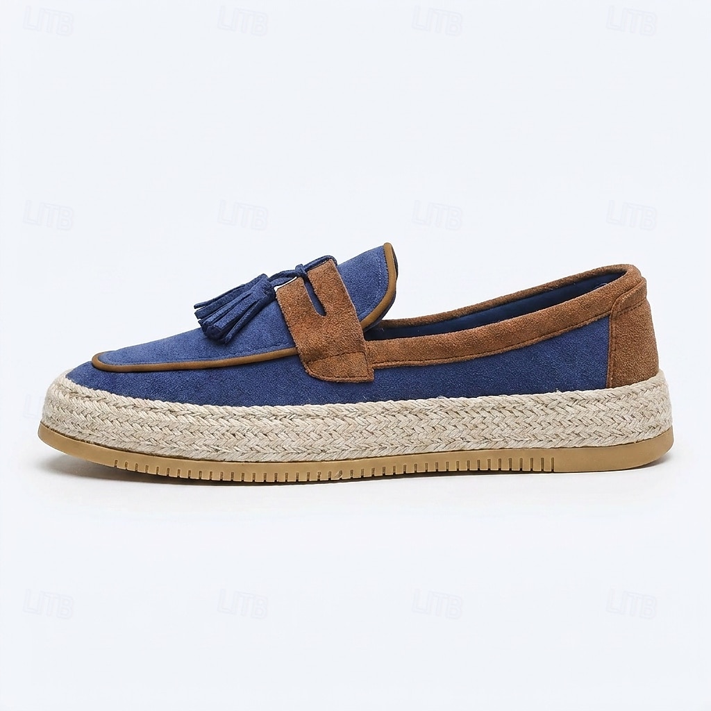 Men's Blue Tassel Espadrille Loafers – Lightweight Slip-On Resort Shoes, Old Money Casual Footwear for Cruises, Beach Vacations and Weekend Getaways 2026 - $34.99 –P9