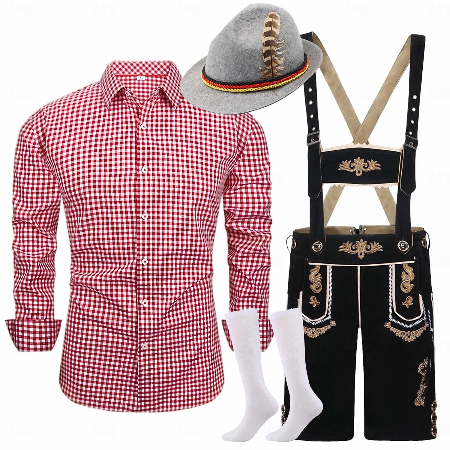 Oktoberfest Lederhosen Set Shirt Tyrolean Hat Knee Length Embroidered German Alpine Heritage Wiesn Men's Carnival Party Beer Festival Traditional Style Cloth 2026 - $69.99 –P2