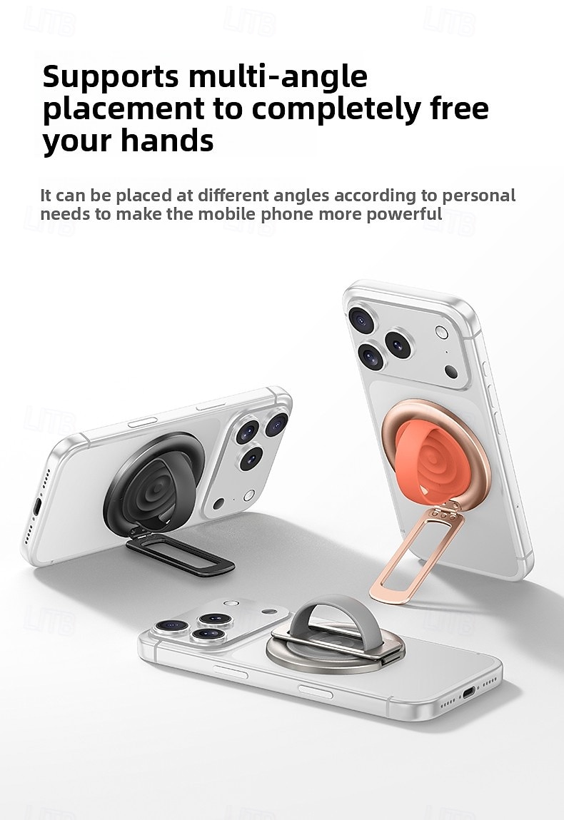 Magnetic Phone Ring Holder for MagSafe, 180° Adjustable Stainless Steel Kickstand & Finger Grip, Skin-Friendly Liquid Feel, Multi-Angle Stand for iPhone 17 16 15 14 Pro Max 2026 - $19.99 –P7