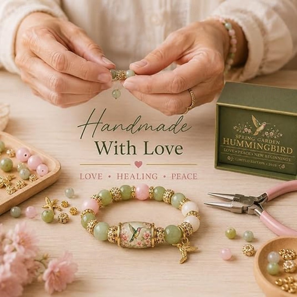 liefde, vrede &Lente zegeningen 2026 limited edition armband met geschenkdoos voor vrouwen, inspirerende bij, blauwe vogel, vlinder armband, sieraden bedeltjes, polsbandje, elastisch stretch 2026 - $19.99 –P5