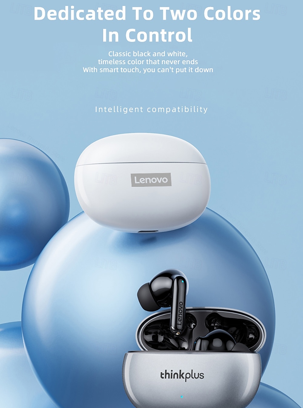 Lenovo thinkplus Wireless Earbuds, Bluetooth 5.3 Headphones with Noise Cancelling, HiFi Stereo TWS In-Ear Earphones with Mic, Charging Case, Sport Earbuds for iPhone and Android, Grey & Black 2026 - $35.99 –P21