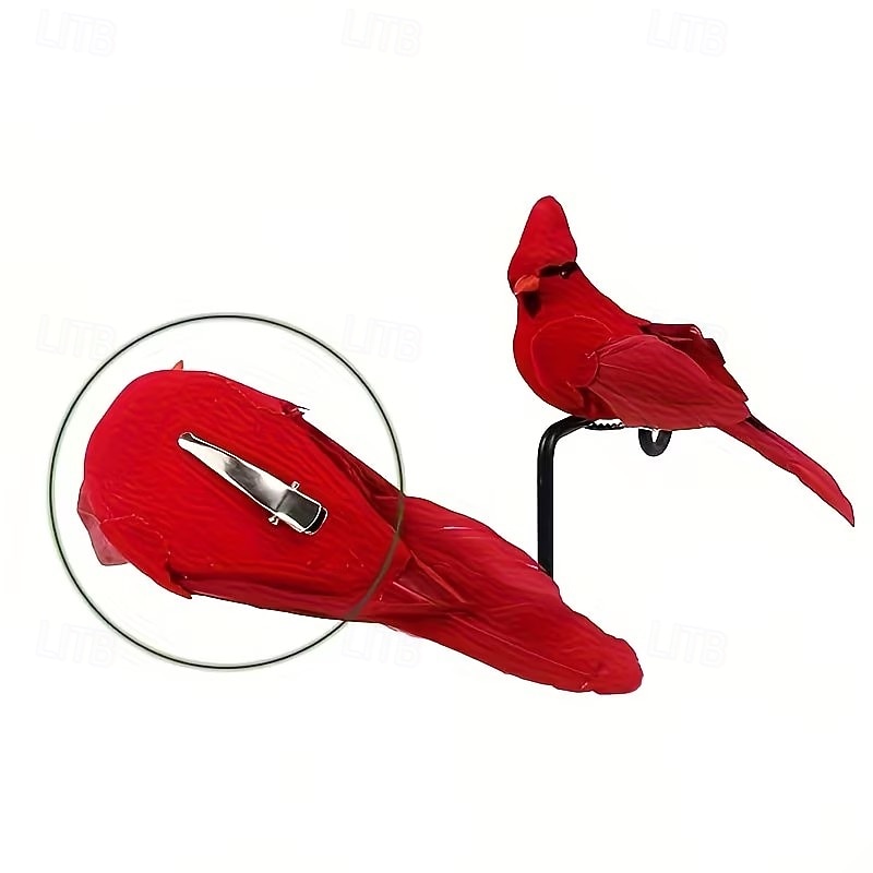 3-5 künstliche rote Spatzen als Hängeornamente, naturgetreue Vogeldekorationen aus Kunstfedern, geeignet für drinnen und draußen, z. B. für Zuhause, Garten, Weihnachtsbaum, Weihnachtsfeiern und 2026 - $14.51 –P6