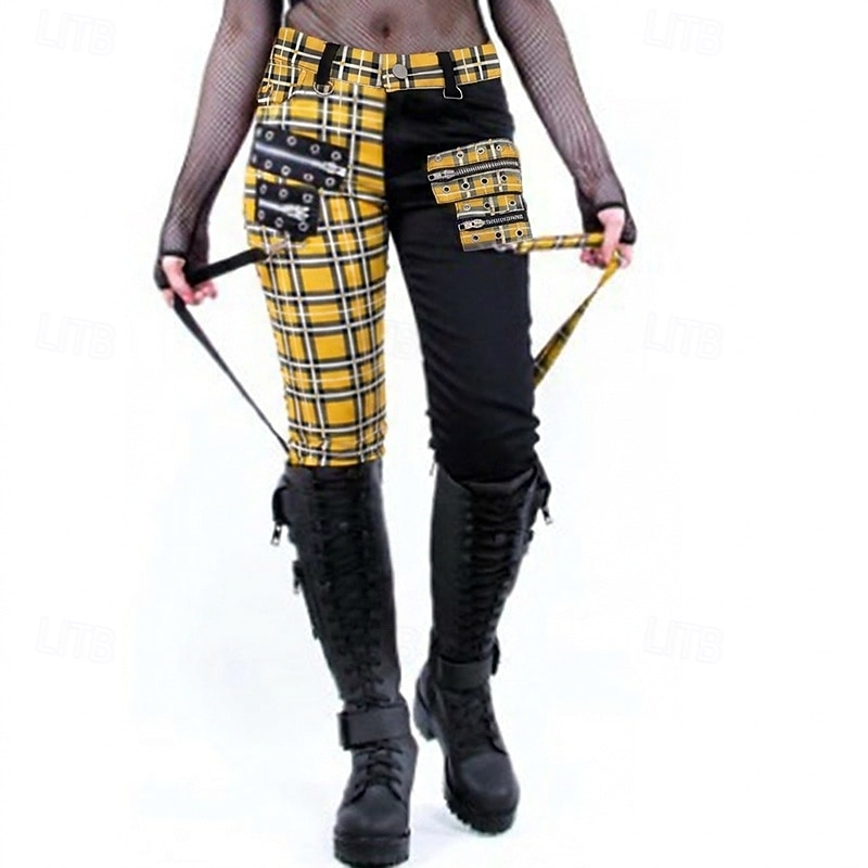 Góticas Punk e gótico Steampunk Comprimento Longo Calças Baile de Máscara Normal Drogador da praga Tamanhos Grandes Xadrez Quadrados Fantasia Mulheres Dia Das Bruxas Carnaval Baile de Máscaras dia de 2026 por $39.99 –P9