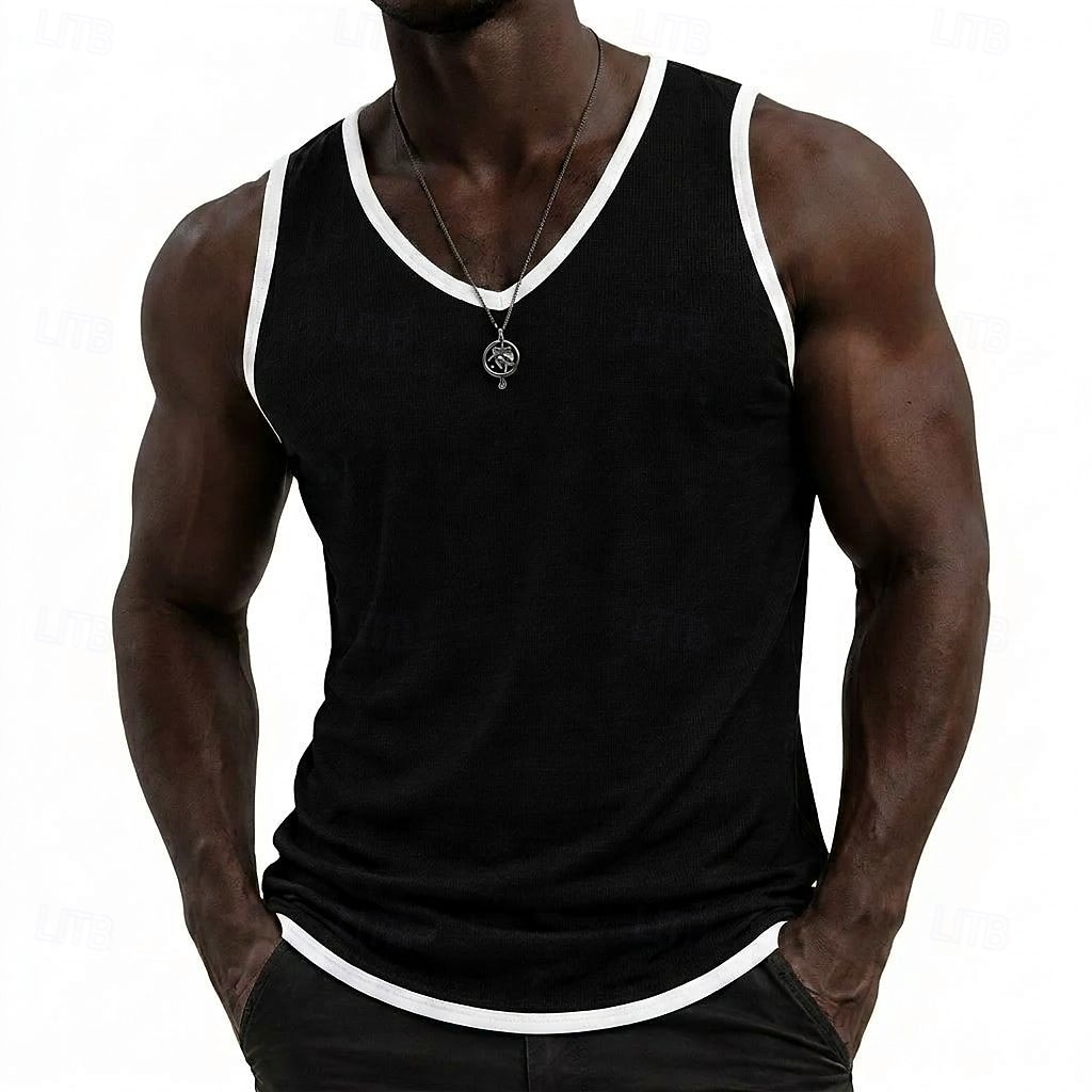 Per uomo Maglietta di cotone Maglietta senza maniche Senza Maniche Scollo a V Estate Semplice Moda Essenziale Casual Snello Morbido Casuale Spiaggia Vacanza Bianco Nero Blu Maglietta Top per Uomo del 2026 a $14.99 –P8