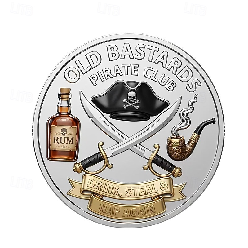 Pièce de défi du club des vieux pirates, pièce de collection de pirate squelette, pièce commémorative de membre à vie, cadeau souvenir de pirate amusant pour hommes, collectionneurs et passionnés de de 2026 ? $19.99 –P3