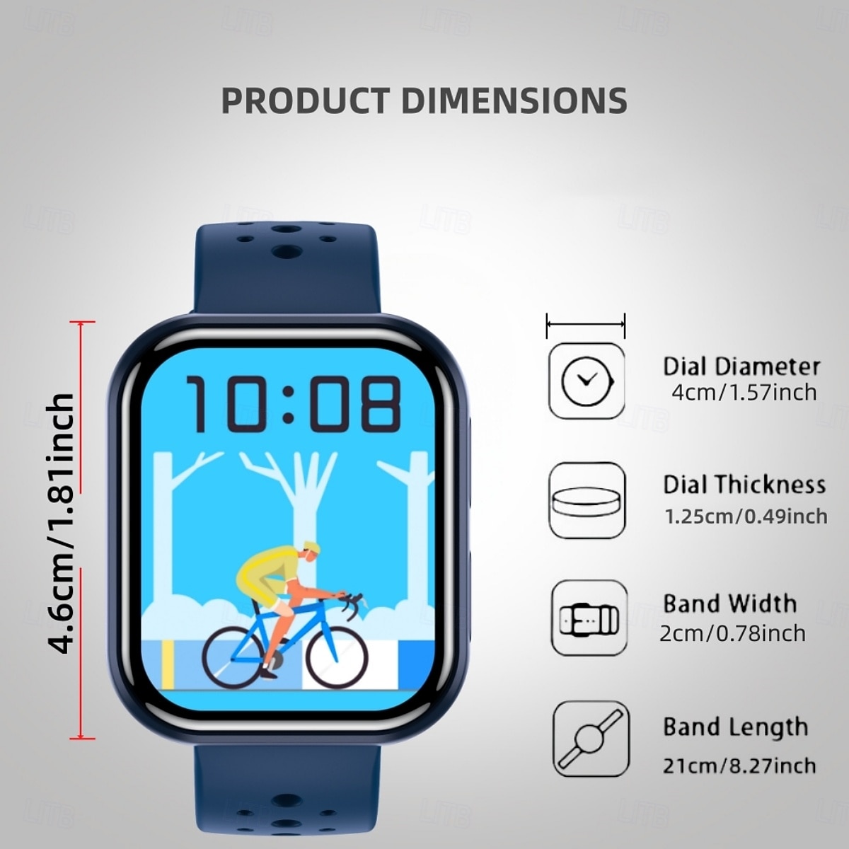 Smartwatch voor mannen en vrouwen, 1,81 inch HD touchscreen fitness tracker met hartslag- en slaapmonitor, Bluetooth-belfunctie, ademende geperforeerde sportband, IP68 waterdicht. 2026 - $19.99 –P2