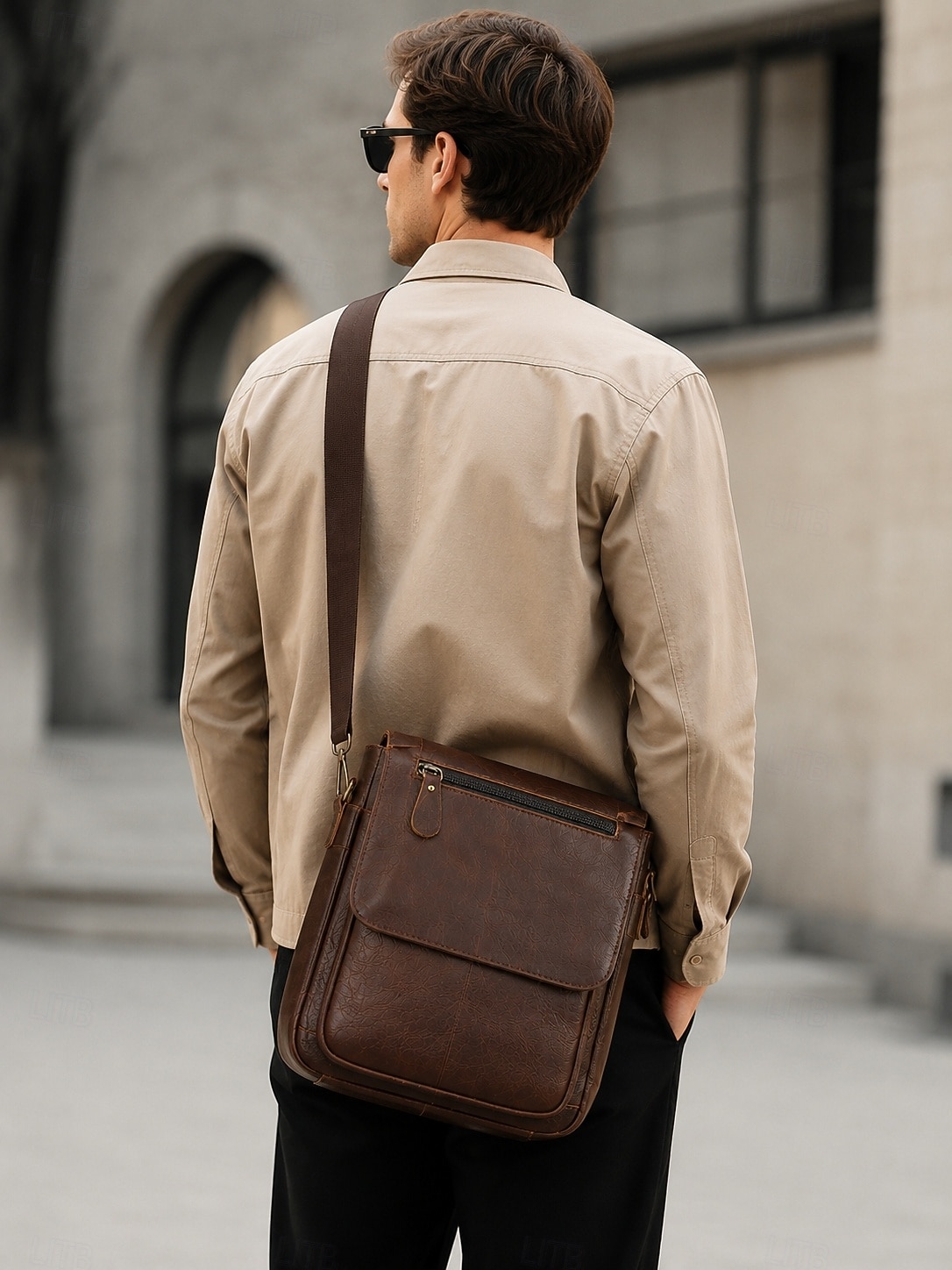Borsa a tracolla vintage da uomo in pelle, borsa a spalla multi-scomparto con tracolla regolabile per lavoro, viaggi e uso quotidiano. del 2026 a $64.99 –P1