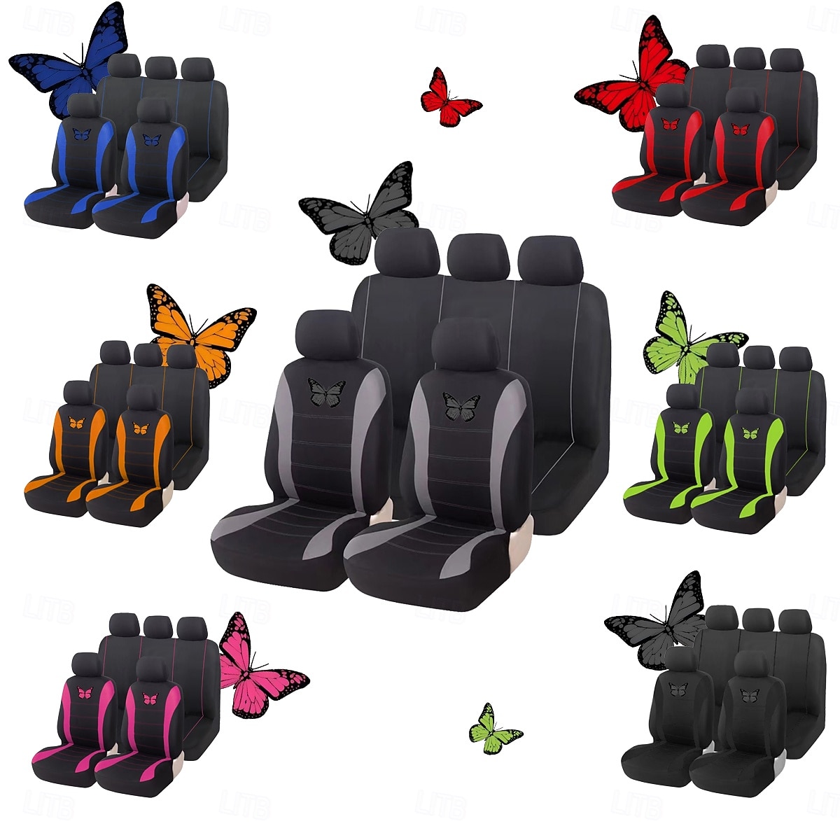 9PCS Butterfly Car Seat Covers Full Set, Universal Fit Breathable Fabric Automotive Seat Protectors for Cars SUVs Trucks Sedans, Stylish Butterfly Embroidery Interior Accessories 2026 - $34.99 –P14