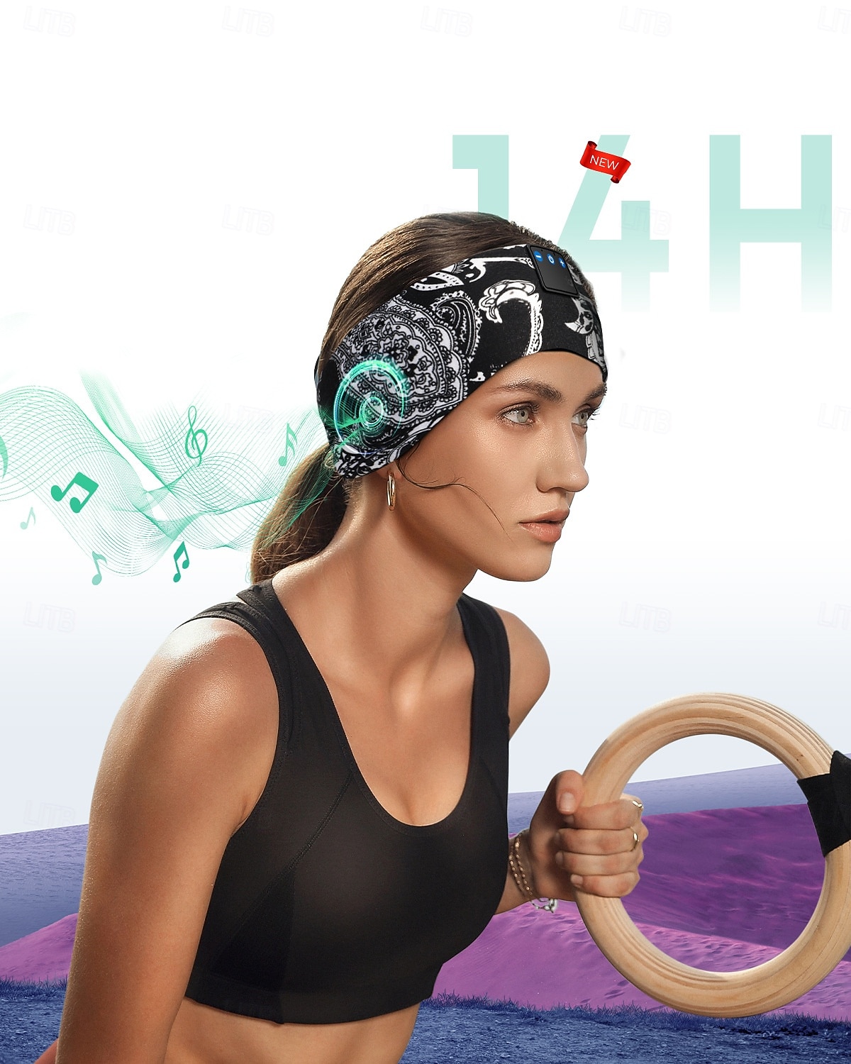 Sluchátka na spaní s Bluetooth čelenkou, bezdrátová sportovní čelenka s vestavěnými HD stereo reproduktory, měkká elastická prodyšná oční maska pro spaní na boku, běh, jóga, cestování, paisley vzor 2026 - $31.99 –P8
