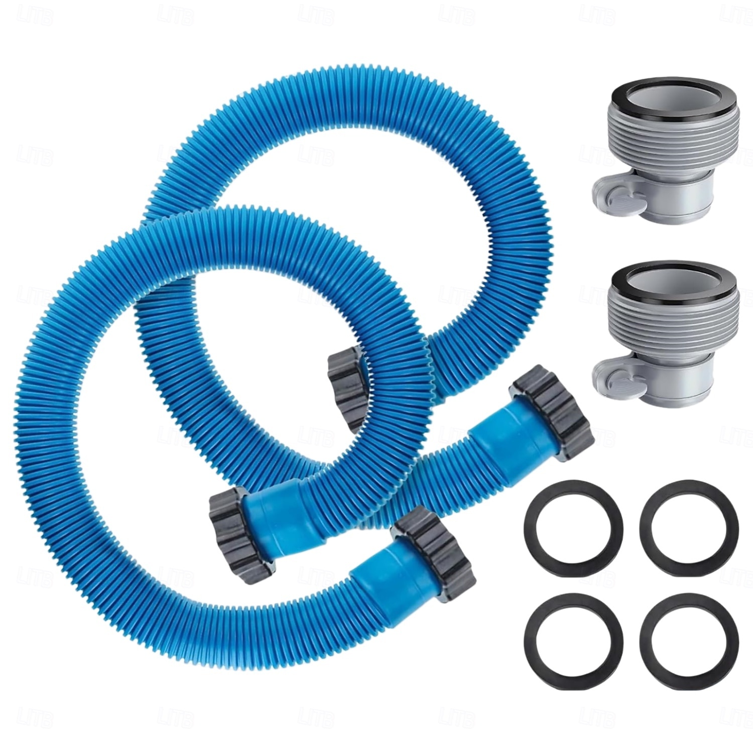 Set van 2 vervangingsslangen voor bovengrondse zwembaden, filterpompslang met een diameter van 1,5 inch (3,8 cm) en adapters. &Pakkingen, flexibele accessoirekit voor zware toepassingen voor Intex 2026 - $46.99 –P1