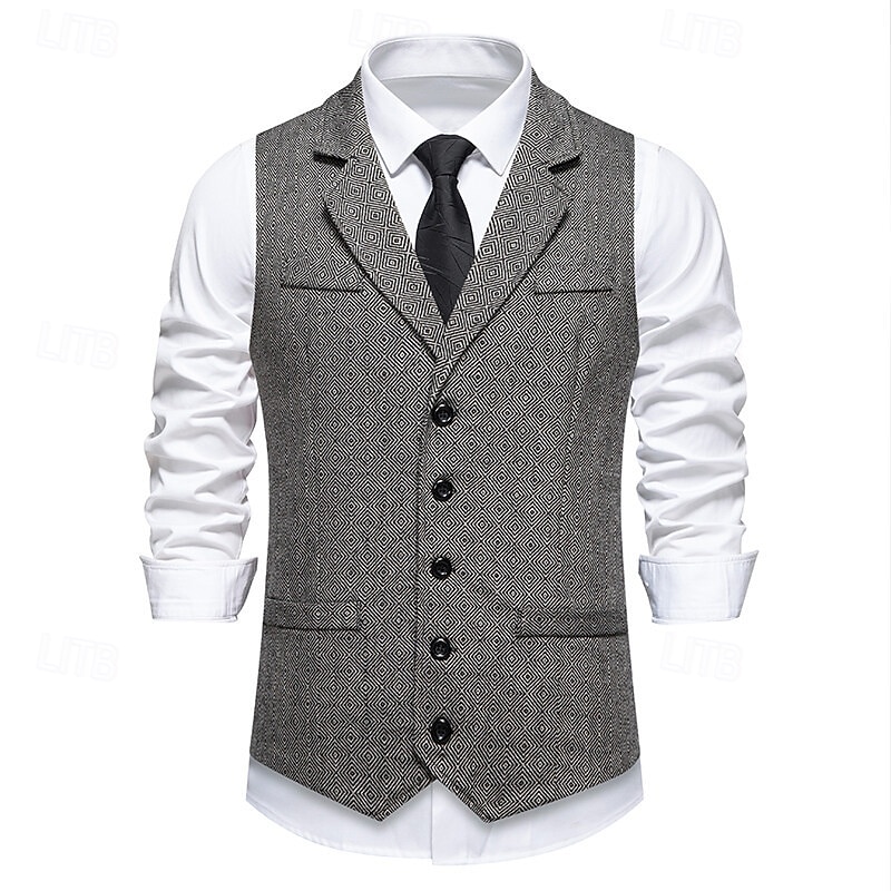 Roaring 20s 1920s Retro Vintage Waistcoat The Great Gatsby Tweed Notched Lapels Fancy Dress Men's Cocktail Party Revival Wedding Party Adults' waistcoat 2026 - $41.99 –P9