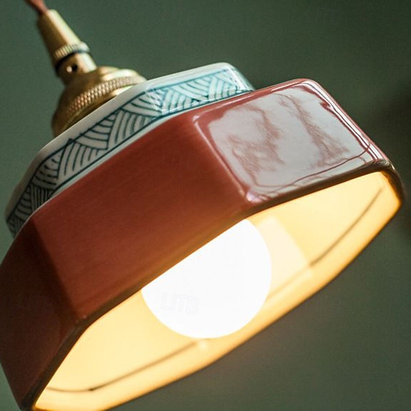 Mała lampa wisząca z zielonego szkła, niebiesko-białej porcelany, czerwona ceramiczna lampa wisząca, nowoczesna lampa nordycka do jadalni, sypialni, kuchni, wyspy, domu wiejskiego, kawiarni 2026 - $156.99 –P8
