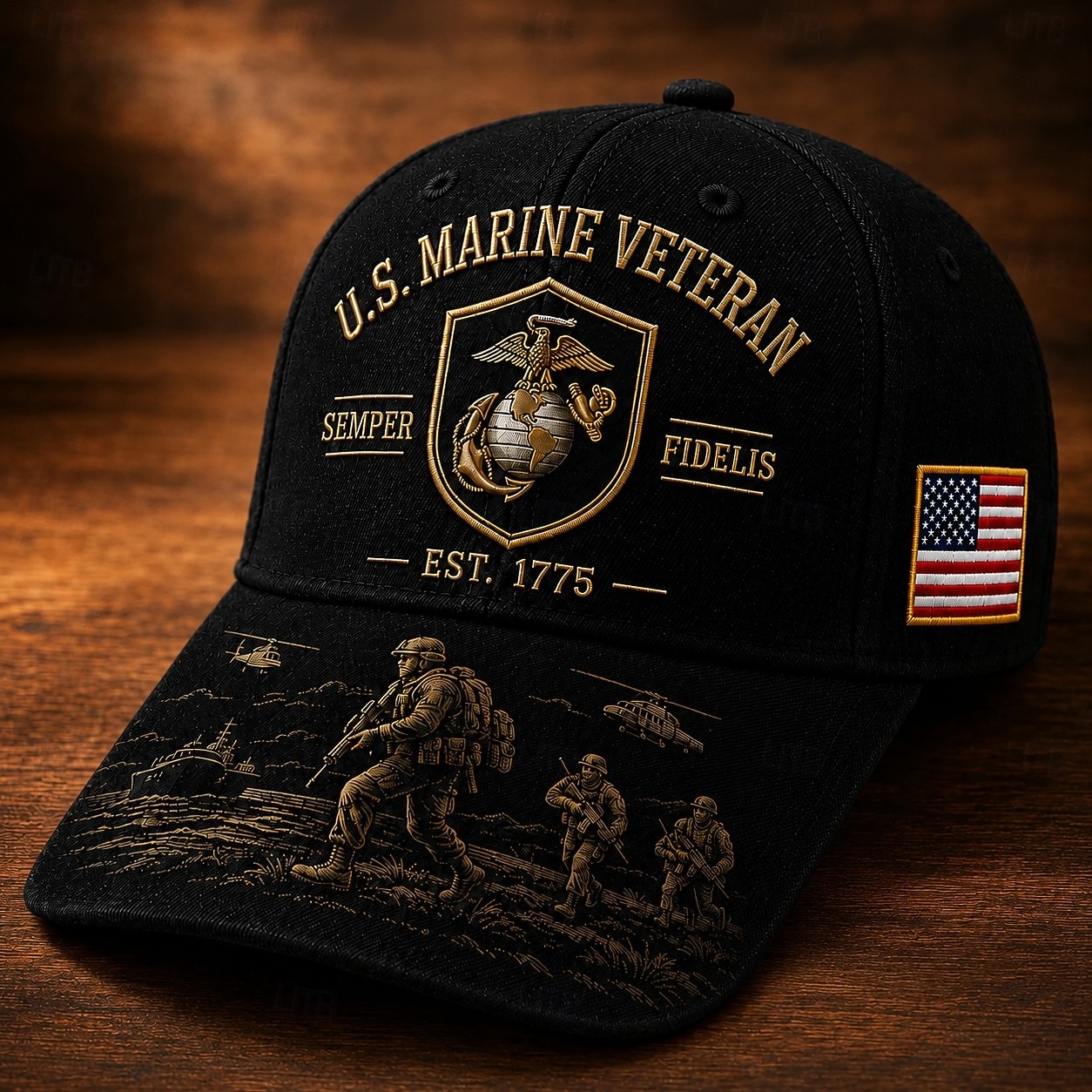 Cappellino da baseball per veterani dei Marines statunitensi, cappello militare ricamato con toppa della bandiera americana, cappellino trucker patriottico regolabile per veterani, per tutti i giorni, del 2026 a $22.99 –P2