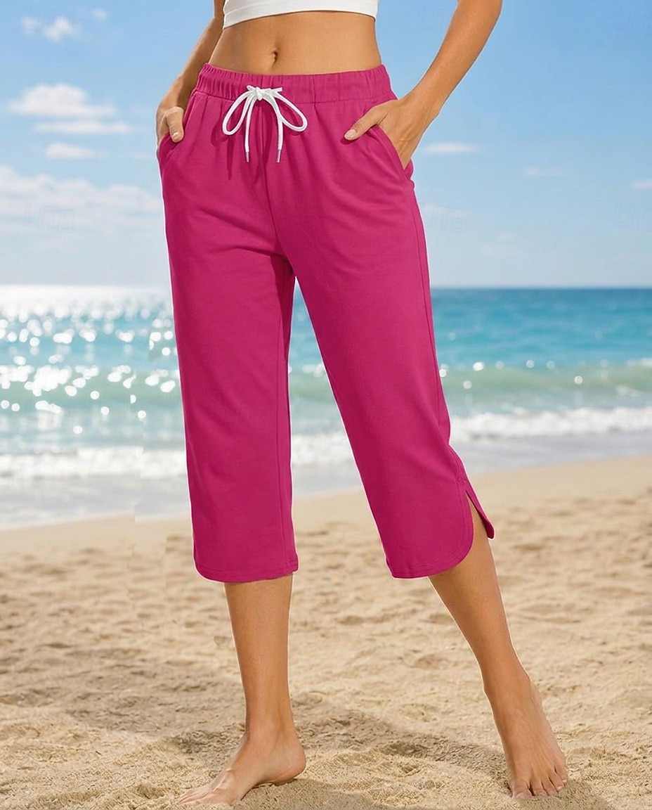 Damen Caprihose Lässig Wadenlang Natürliche Taille Einfach Komfort Hohe Elastizität Urlaub Blau Violett Dunkelblau Pfauenblau Sommer Frühling Normale Passform 2026 - $24.99 –P10