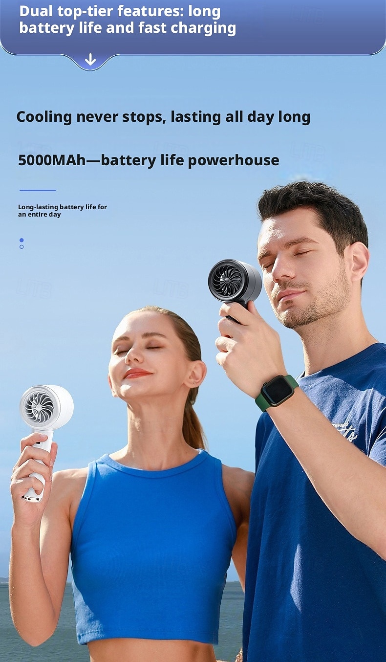 2026年 手持ち扇風機、100段階の風量調節が可能なポータブルミニ扇風機、デジタルディスプレイ付きの氷冷式手持ち扇風機、USB充電式パーソナルファン（旅行、屋外、オフィス向け）、瞬時に15℃の冷却、長寿命バッテリー  コレクション – $19.99 –P13