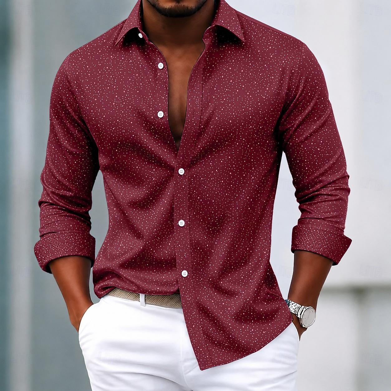 Men's Shirt Dress Shirt Button Up Shirt Polka Dot Casual Daily White Light Blue Black Red Long Sleeve Turndown All Seasons Clothing Apparel Slim Fit 2026 - $27.99 –P3