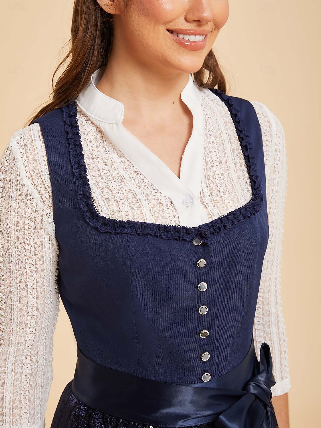 Oktoberfest Dirndl Dress Midi Length Sequins Embroidered with Pockets Balconette Neckline Maid Bavarian German Alpine Wiesn Women's Carnival Beer Festival Traditional Style Cloth Without Blouse (70CM) 2026 - $110.99 –P5