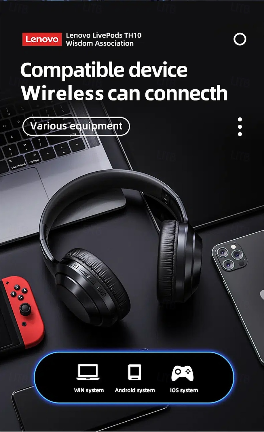 Lenovo ThinkPlus draadloze over-ear hoofdtelefoon, Bluetooth 5.3 headset met microfoon, hifi stereo diepe bas, zachte oorkussens, opvouwbaar voor gaming, reizen, kantoor, compatibel met pc en 2026 - $48.99 –P21