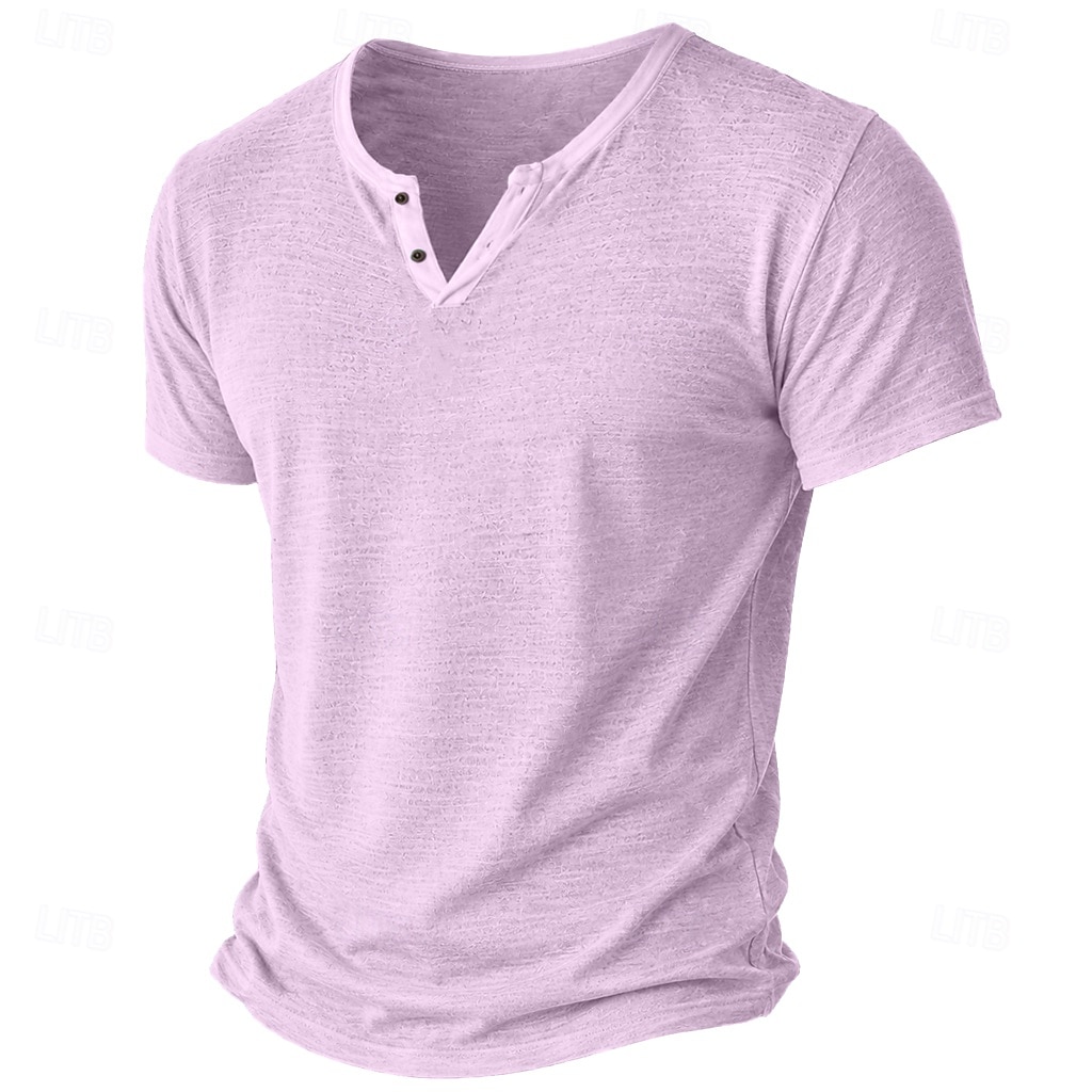Hombre Camiseta Camiseta de punto Camiseta superior Manga Corta Escote en Pico Verano Color sólido Moda Ligeras Básico Puro Casual Vacaciones Calle Azul Piscina Negro Verde Claro Camiseta superior 2026 - $17.99 –P6
