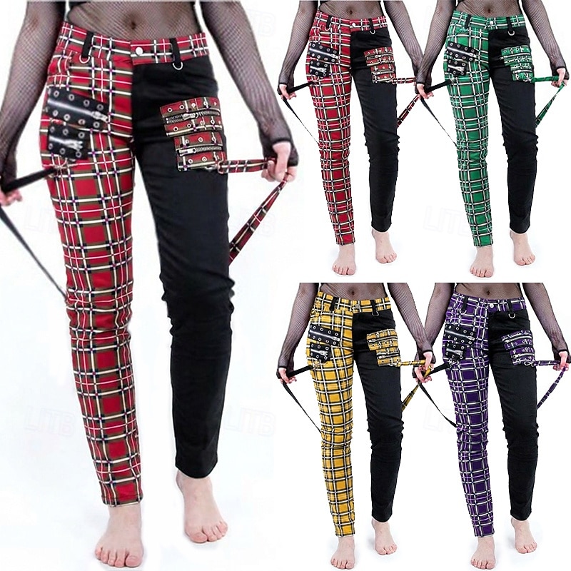 Góticas Punk e gótico Steampunk Comprimento Longo Calças Baile de Máscara Normal Drogador da praga Tamanhos Grandes Xadrez Quadrados Fantasia Mulheres Dia Das Bruxas Carnaval Baile de Máscaras dia de 2026 por $39.99 –P2