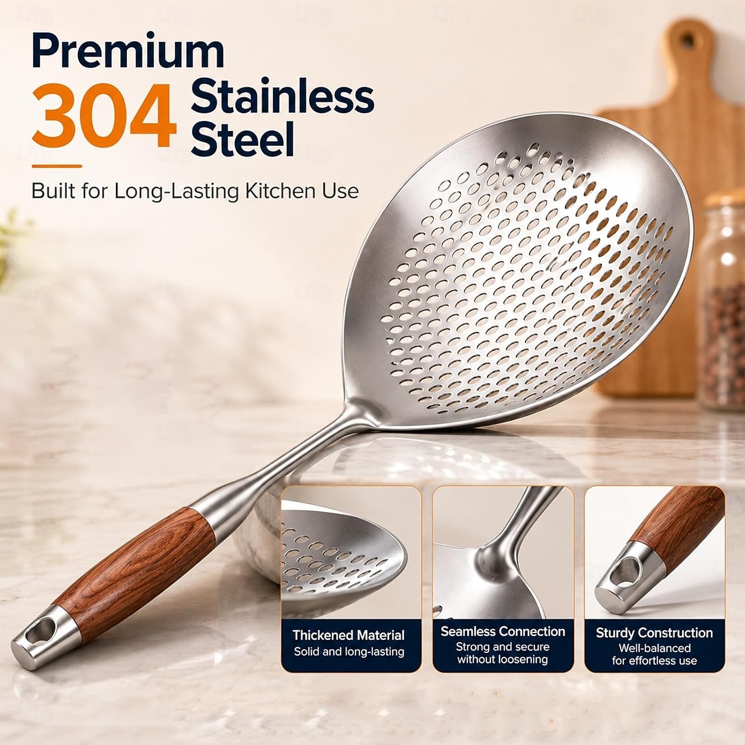 1/2 PCS Wooden Handle Stainless Steel Spider Strainer, 16 Inch Long Handle Deep Fry Skimmer Spoon, Heavy Duty Frying Scoop for French Fries, Pasta, Noodles, Dumplings and Hot Pot, Kitchen Cooking Tool 2026 - $15.49 –P3
