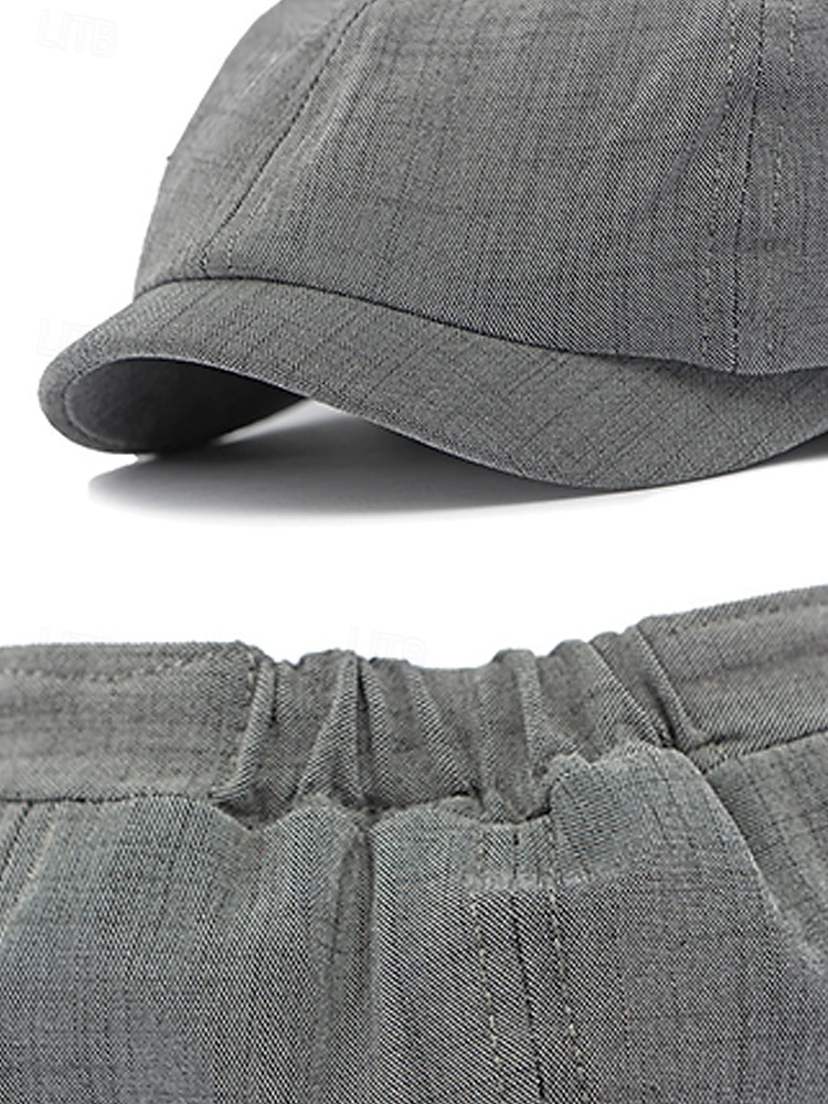 Gorra ligera de verano para hombre, gorra de estilo newsboy de poliéster y algodón transpirable con ajuste elástico, gorra plana clásica para conducir, ideal para golf, viajes y actividades al aire 2026 - $14.99 –P11