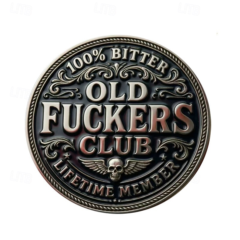 Pièce commémorative du club des vieux cons, membre à vie 100% amer, pièce de collection humoristique à l'ancienne avec crâne, cadeau rigolo pour les seniors, papa, grand-père de 2026 ? $19.99 –P2