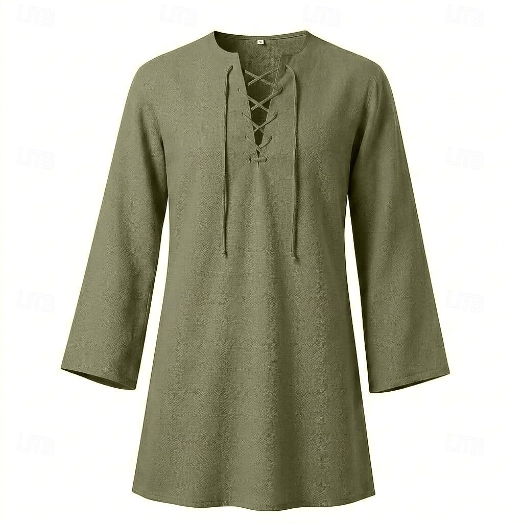 Medieval Renaissance Shirt Tunic Long Sleeves Pirate Viking Blend with ...