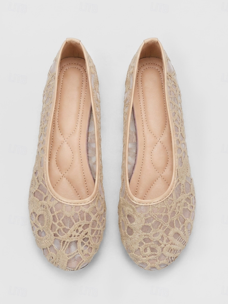 Women's Almond Crochet Lace Flats – Breathable Floral Mesh Walking Shoes with Lightweight Comfort for Vacation Travel, Cruise Trips,  Garden Parties and Everyday Wear 2026 - $19.99 –P2