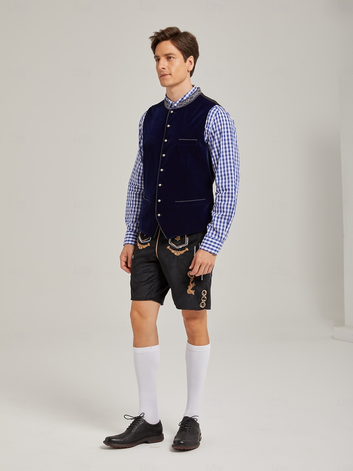 Oktoberfest Trachten Waistcoat Traditional Bavarian Vest Embroidery Velvet Stand Collar Mandarin Collar German Alpine Heritage Wiesn Men's Carnival Beer Festival Traditional Style Cloth 2026 - $69.99 –P10