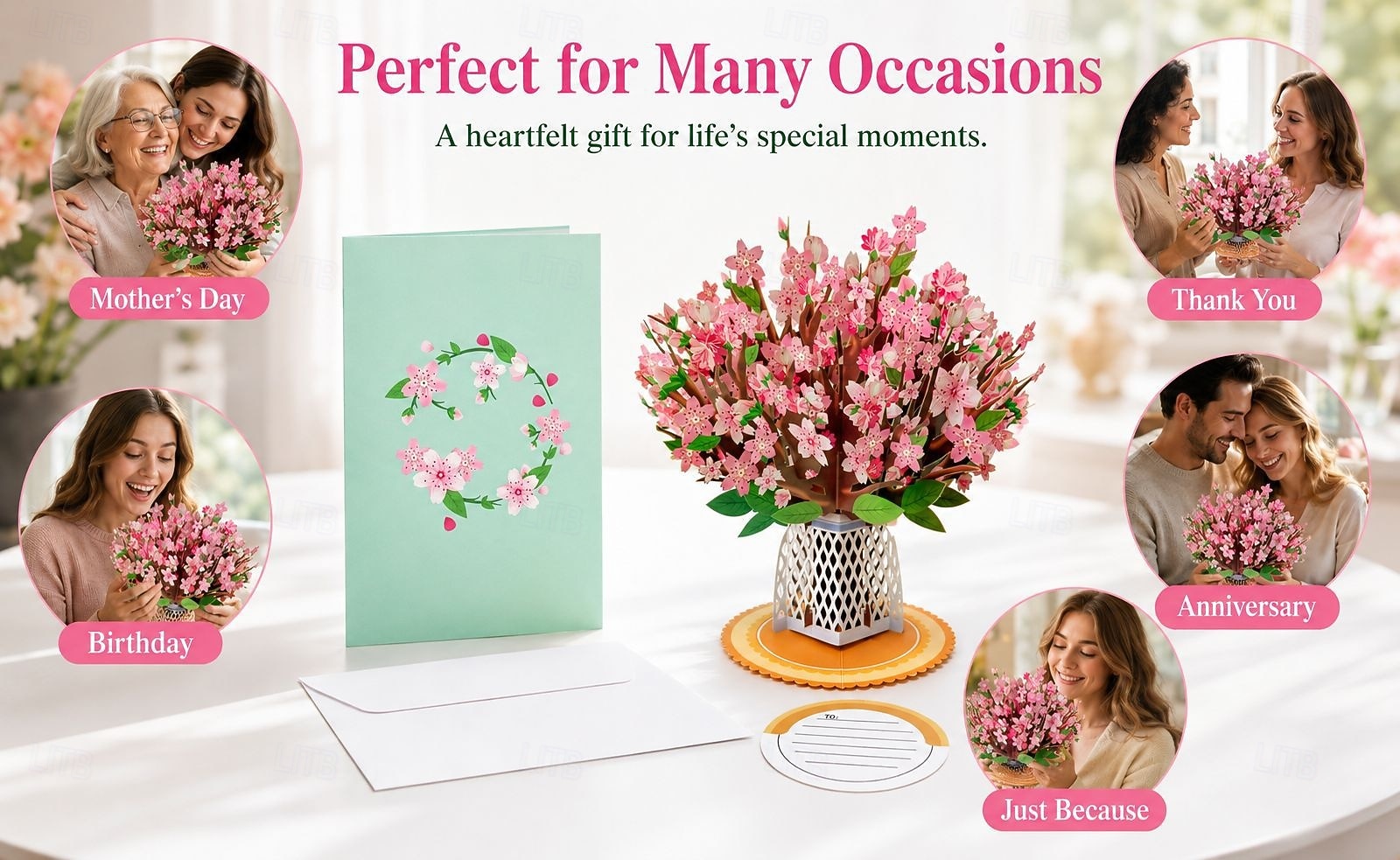 3D Cherry Blossom Pop Up Card, Large Sakura Flower Bouquet Greeting Card for Her, Women, Mom - Unique Gifts for Mother's Day, Birthday, Anniversary, Get Well, Thank You, Thinking of You 2026 - $16.99 –P5