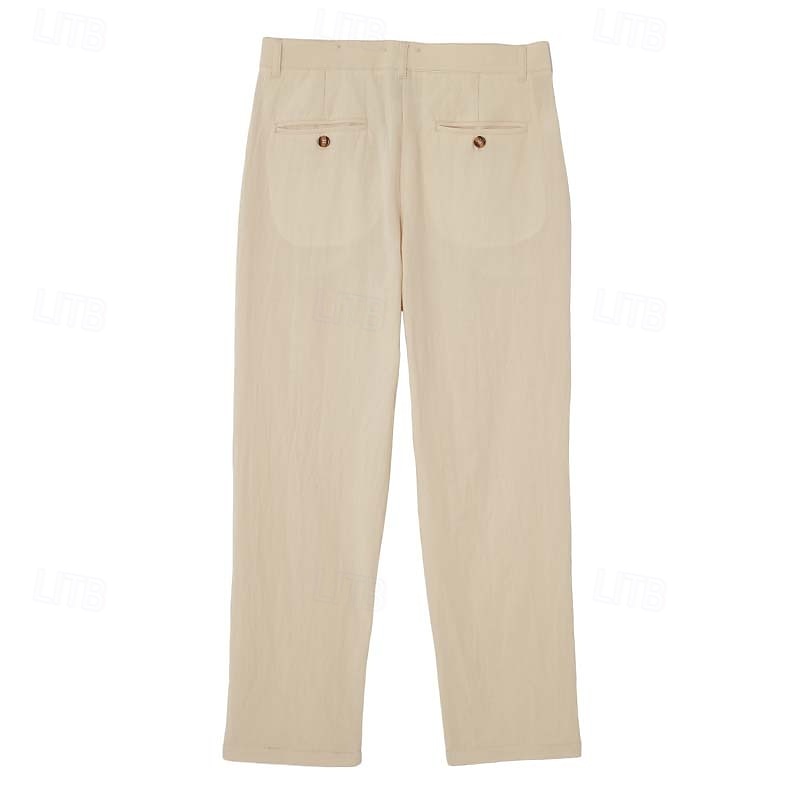 Herren Hose aus Baumwollleinen Hose Sommerhose Baggy-Hosen Strandhose Tasche Einfarbig Komfort Atmungsaktiv Volle Länge Lässig Täglich Outdoor Urlaub Mode Blau Schwarz Unelastisch 2026 - $29.99 –P9