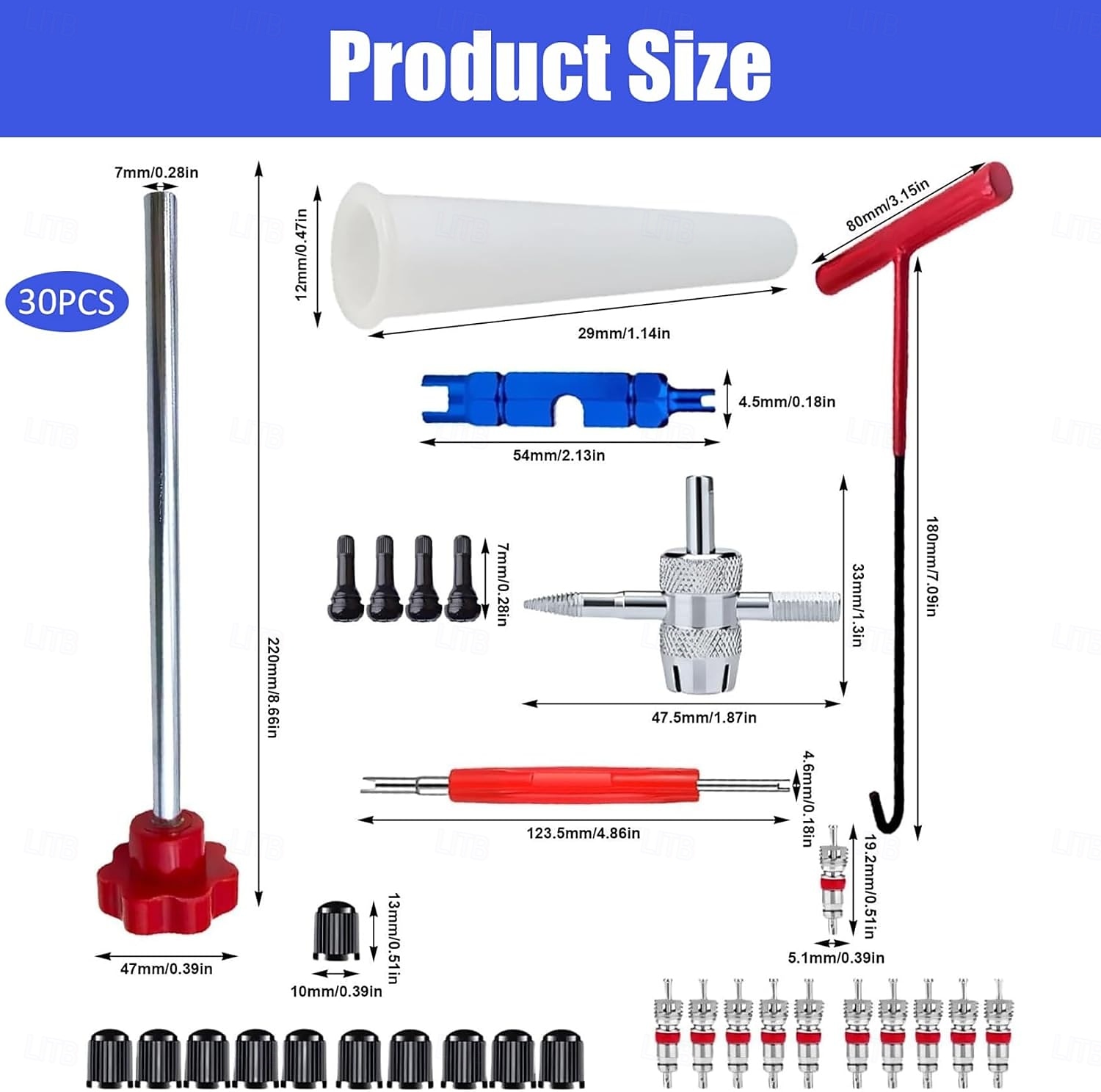 Kit di attrezzi per la sostituzione rapida delle valvole degli pneumatici auto, composto da 30 pezzi, set di sostituzione rapida del nucleo della valvola che perde, include tr413, tappi per attrezzi a del 2026 a $39.99 –P9