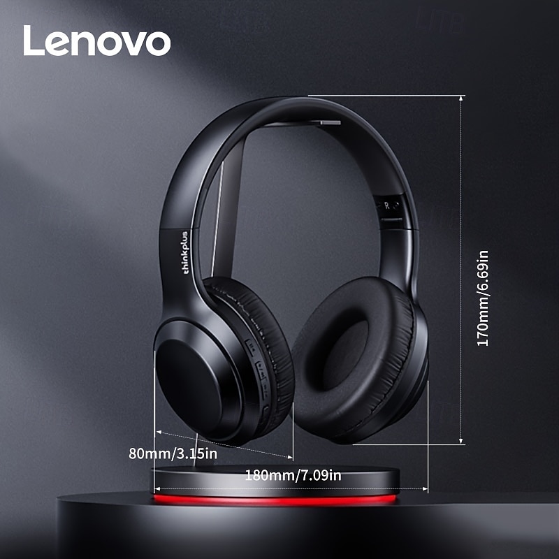 Lenovo ThinkPlus draadloze over-ear hoofdtelefoon, Bluetooth 5.3 headset met microfoon, hifi stereo diepe bas, zachte oorkussens, opvouwbaar voor gaming, reizen, kantoor, compatibel met pc en 2026 - $48.99 –P2