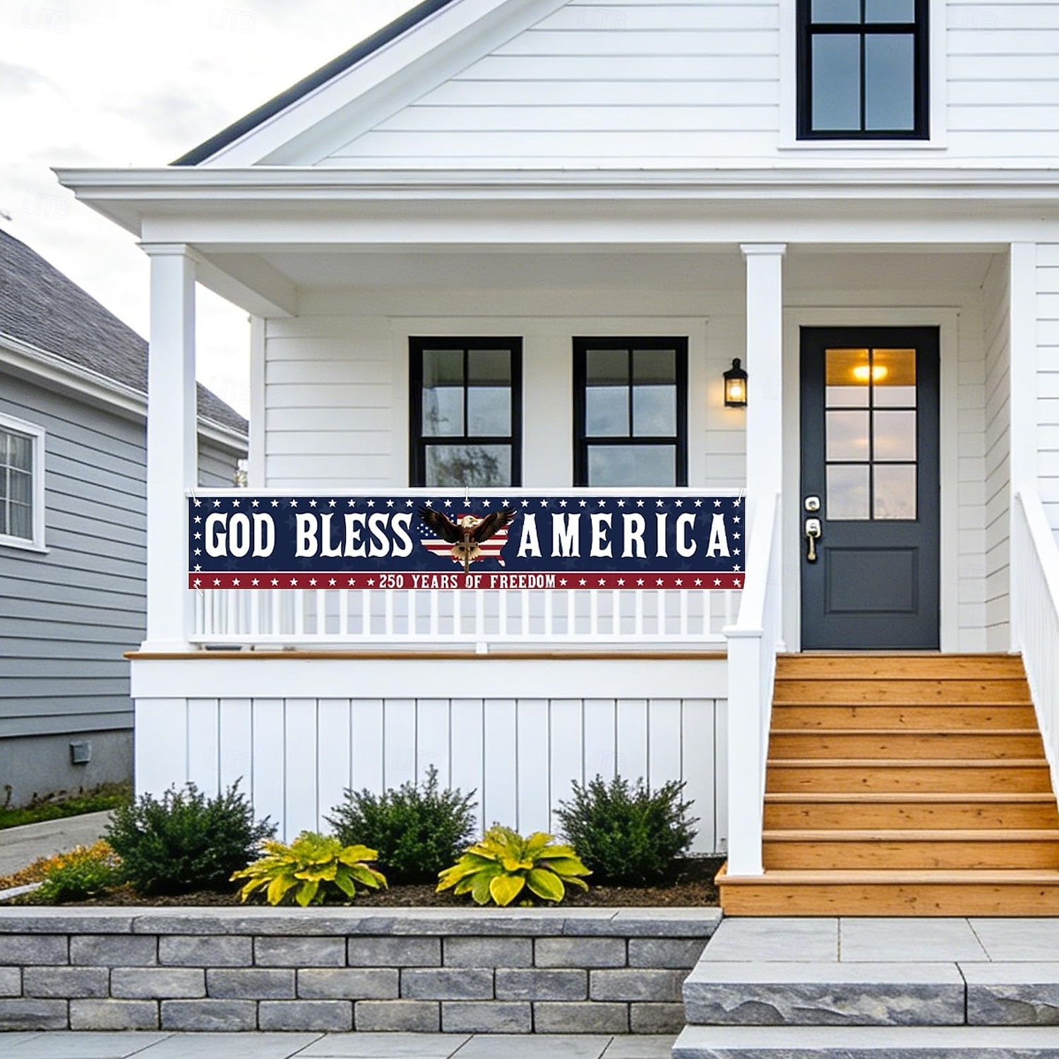 250-årsjubileum USA-flagg Gud velsigne Amerika-banner 4. juli-dekorasjoner stort 250-årsjubileumsbanner for utendørs, innendørs, hage, veranda, plen 2026 - $19.99 –P6