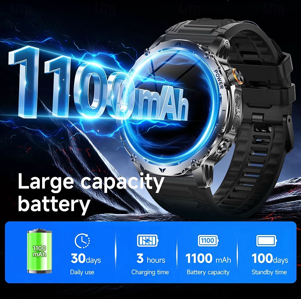 AK102 Smartklokke 1.7 tommers Bluetooth-anrops-smartklokke Skritteller Samtalepåminnelse Fitnessporing Kompatibel med Android iOS Herre GPS Lang ventetid Håndfri bruk IP68 50mm urkasse 2026 - $84.99 –P12