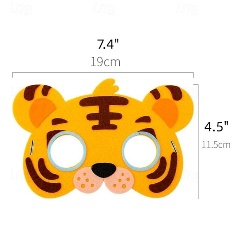 16er-Pack DIY-Tiermasken-Set aus Filz für Kinder, selbstklebendes Bastelset, handgefertigtes Zoo-Safari-Masken-Set für Geburtstagsfeiern, Halloween-Aktivitäten im Klassenzimmer, Jungen und Mädchen 2026 - $23.99 –P6