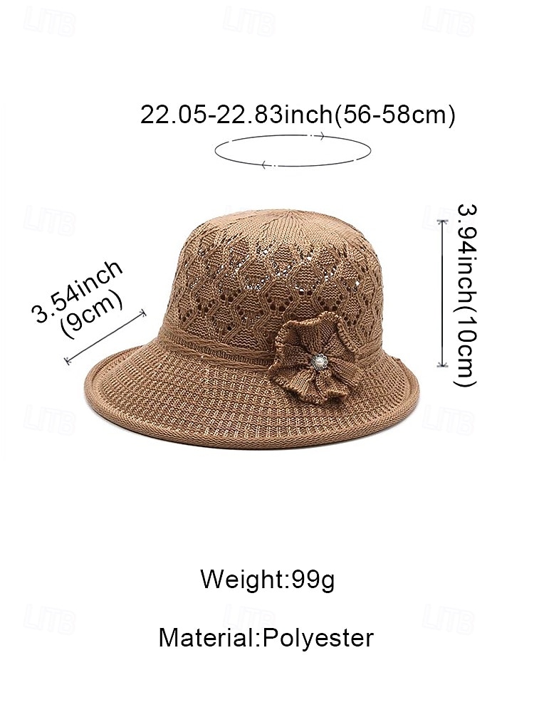 Women's Foldable Crochet Sun Hat with Flower Accent, Lightweight Polyester Knit Wide Brim Summer Beach Hat, Packable UV Protection Bucket Hat for Travel, Garden Party and Resort Wear 2026 - $11.99 –P13