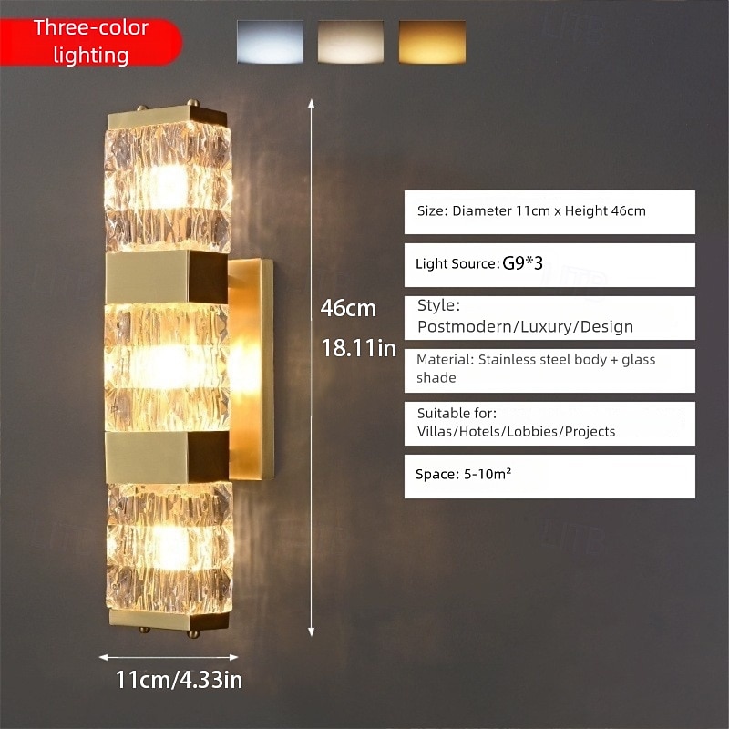 Crystal wall sconces, indoor bathroom vanity wall accessories, vintage gold wall-mounted lights, bedroom, bedside table, hallway, dining room decor 2026 - $265.29 –P9