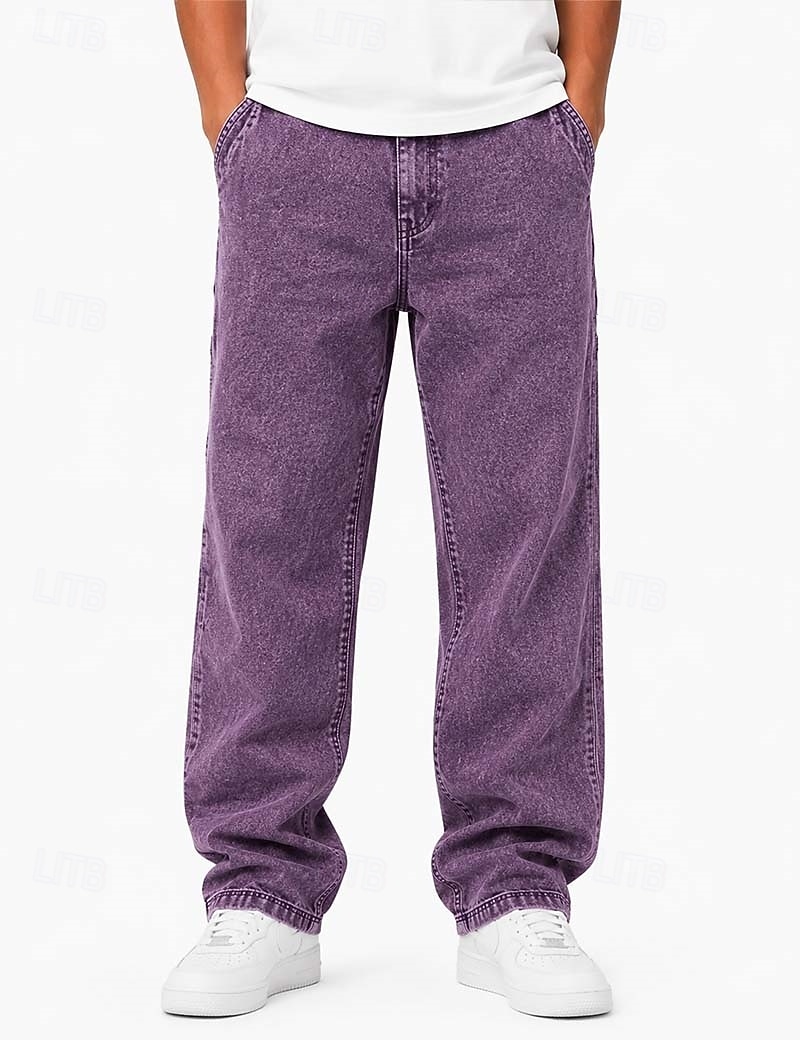 Bărbați Pantaloni Pantaloni de lucru Pantaloni casual Pantaloni din denim Pantaloni de spălat cu acid Buzunar Talie elastică Picior drept Simplu Confort Lungime totală Casual Zilnic În aer liber Mod 2026 - $39.99 –P3